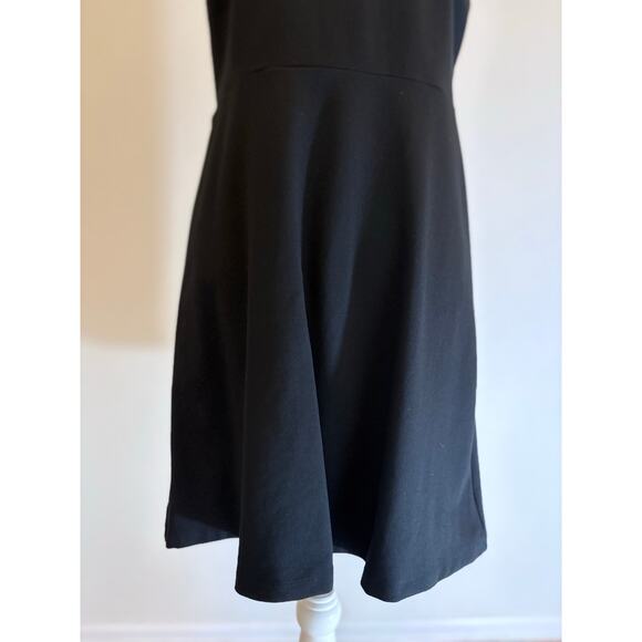LOFT Petites Black A-Line Sheath Dress | Ruffle Neck Classic Gothic Chic | 10P - Picture 4 of 8